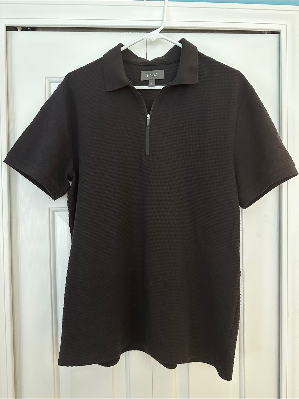 FLX Men's Black Short-Sleeve Half-Zip Polo